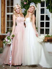 Розовое свадебное платье с бретелями 7895. Силуэт Пышное. Цвет оттенки Розового. Вид 1