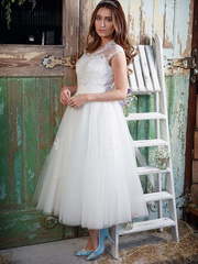 Короткое свадебное платье с юбкой пачкой 7877. Силуэт Пышное. Цвет Белый / Молочный. Вид 2