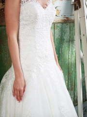 Свадебное платье пышное от бедра айвори 7745. Силуэт Пышное. Цвет Белый / Молочный. Вид 2