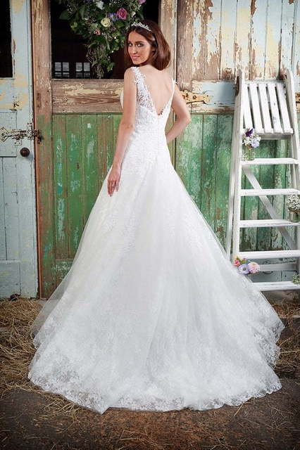 Свадебное платье пышное от бедра айвори 7745. Силуэт Пышное. Цвет Белый / Молочный. Вид 4