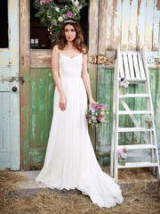 Свадебное платье в стиле бохо шик 2017. Силуэт А-силуэт. Цвет Белый / Молочный. Вид 1