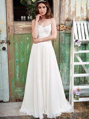 Свадебное платье в стиле бохо шик 2017. Силуэт А-силуэт. Цвет Белый / Молочный. Вид 2