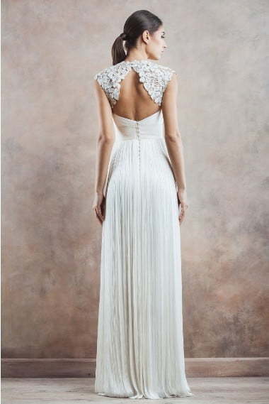 Шифоновое платье на свадьбу 4619. Силуэт Прямое. Цвет Белый / Молочный. Вид 2