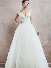 Пышное свадебное платье принцессы юбка пака 9775. Силуэт Пышное. Цвет Белый / Молочный. Вид 1