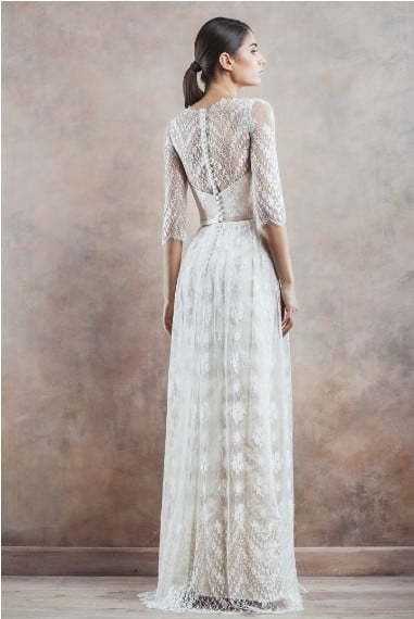 Прямое свадебное платье в стиле рустик 8799. Силуэт Прямое. Цвет Белый / Молочный. Вид 2