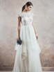 Свадебное платье с кружевом на груди и летящей юбкой 7655. Силуэт А-силуэт. Цвет Белый / Молочный. Вид 1