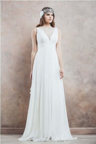 Сводобное свадебное платье в греческом стиле 9229. Силуэт Греческий. Цвет Белый / Молочный. Вид 1