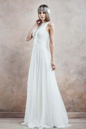 Сводобное свадебное платье в греческом стиле 9229. Силуэт Греческий. Цвет Белый / Молочный. Вид 2