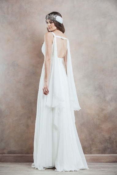 Сводобное свадебное платье в греческом стиле 9229. Силуэт Греческий. Цвет Белый / Молочный. Вид 3