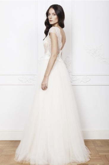 Свадебное платье в стиле Бохо Romantic. Силуэт А-силуэт. Цвет Белый / Молочный. Вид 2