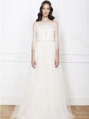 Кружевное платье в стиле бохо на свадьбу 6550. Силуэт А-силуэт. Цвет Белый / Молочный. Вид 1