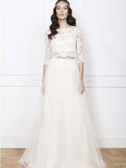 Кружевной топ и юбка свадебное платье 454. Силуэт А-силуэт. Цвет Белый / Молочный. Вид 1