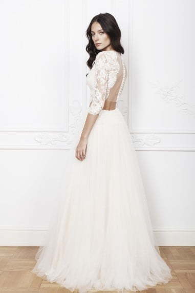 Кружевной топ и юбка свадебное платье 454. Силуэт А-силуэт. Цвет Белый / Молочный. Вид 2