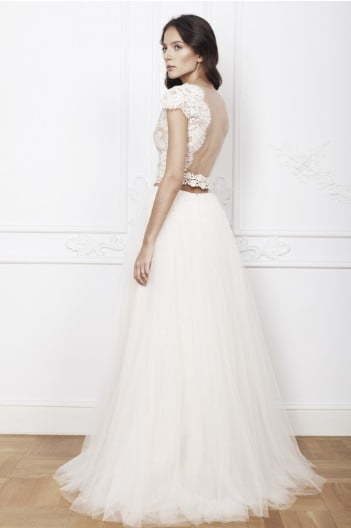 Свадебная фатиновая пышная юбка с кружевным топом 450. Силуэт А-силуэт. Цвет Белый / Молочный. Вид 2