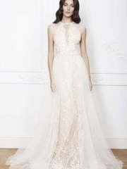 Свадебное платье в богемнос стиле со съемной юбкой трансформер 1717. Силуэт Прямое. Цвет Айвори / Капучино. Вид 2