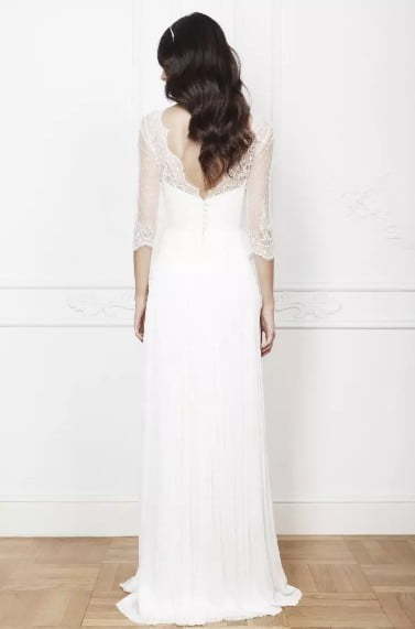 Закрытое свадебное платье с рукавом 5409. Силуэт Прямое. Цвет Белый / Молочный. Вид 2