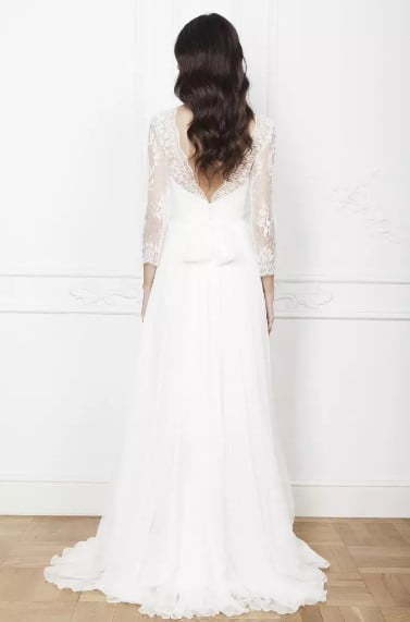 Закрытое свадебное платье с рукавом 5409-2. Силуэт Прямое. Цвет Белый / Молочный. Вид 2