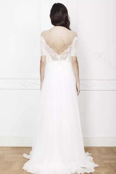 Нежное свадебное платье без корсета 5433. Силуэт А-силуэт. Цвет Белый / Молочный. Вид 2