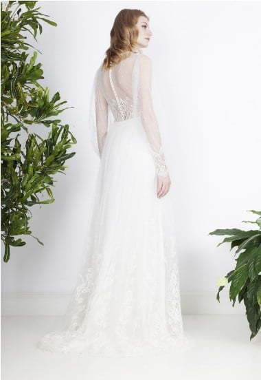 Свадебное платье бохо рустик сводобное 2098. Силуэт Прямое. Цвет Белый / Молочный. Вид 3