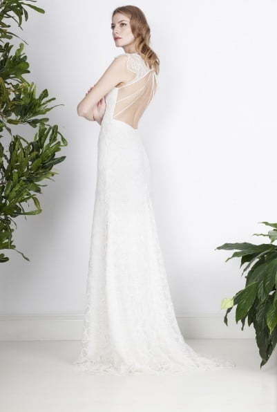 Мягкое и легкое свадебное кружевное платье 7207. Силуэт Прямое. Цвет Белый / Молочный. Вид 2