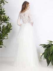 Свадебная юбка из фатина с топом из кружева 8343. Силуэт Пышное. Цвет Белый / Молочный. Вид 2