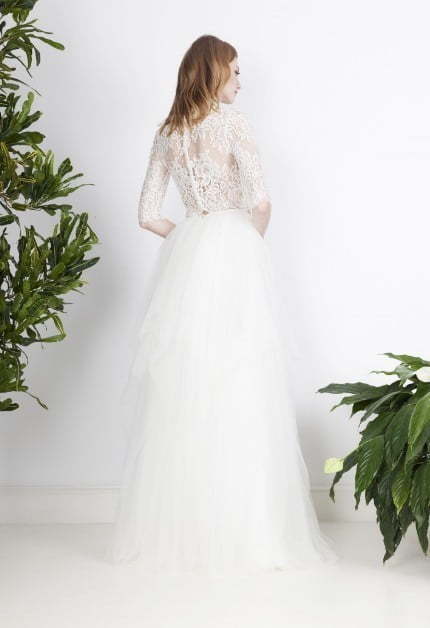 Свадебная юбка из фатина с топом из кружева 8343. Силуэт Пышное. Цвет Белый / Молочный. Вид 2