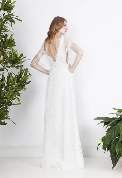 Свадебное платье в стиле прованс для свадьбы на море 7320. Силуэт Прямое. Цвет Белый / Молочный. Вид 2