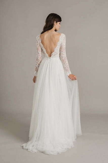 Свадебное платье с легкой пышной юбкой Goddess2. Силуэт А-силуэт. Цвет Белый / Молочный. Вид 2