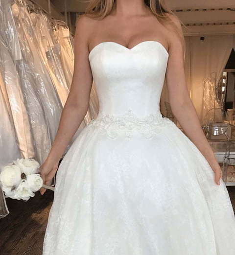 Пышное платье Alanel айвори с жемчужным поясом. Силуэт Пышное. Цвет Белый / Молочный. Вид 4