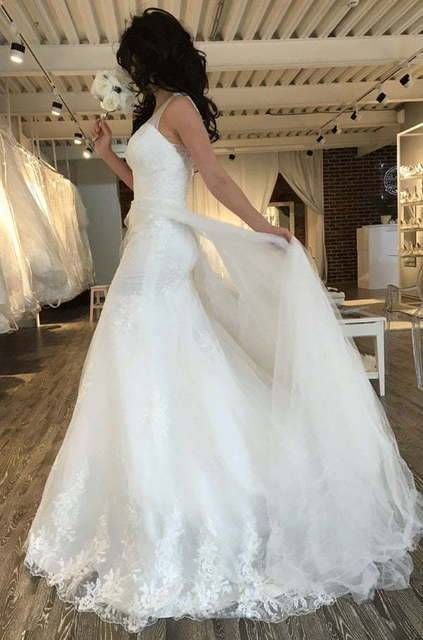 Свадебное платье рыбка с пышной юбкой Gardenia. Силуэт Рыбка. Цвет Белый / Молочный. Вид 2