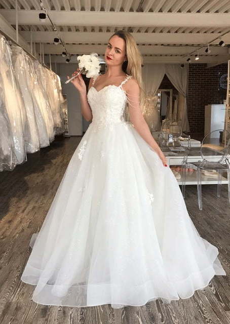 Королевское сверкающее свадебное платье Antuanetta. Силуэт Пышное. Цвет Белый / Молочный. Вид 2