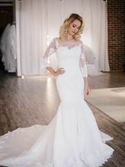 Кружевное платье русалка рыбка с рукавом 3/4 Balerina. Силуэт Рыбка. Цвет Белый / Молочный. Вид 1