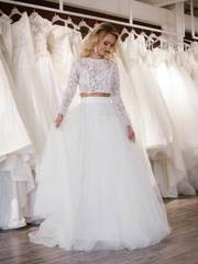 Комплект из фатиновой юбки и топа. Силуэт А-силуэт. Цвет Белый / Молочный. Вид 1