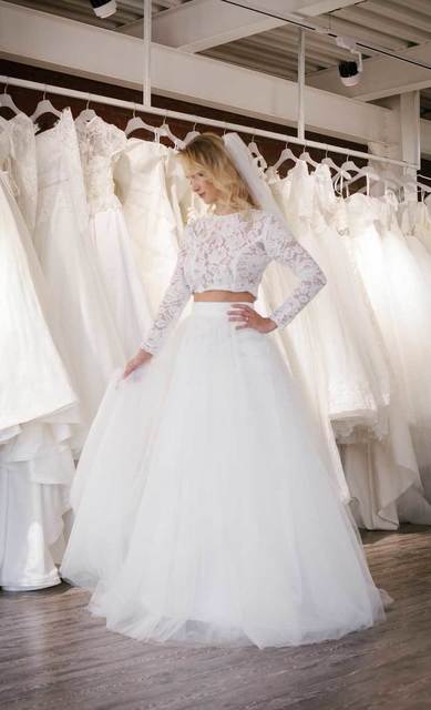 Комплект из фатиновой юбки и топа. Силуэт А-силуэт. Цвет Белый / Молочный. Вид 3