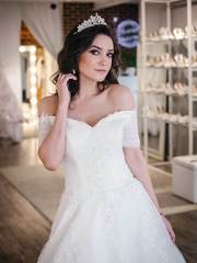 Свадебное платье А-силуэт украшенное жемчугом Altaza. Силуэт Пышное, А-силуэт. Цвет Белый / Молочный. Вид 2