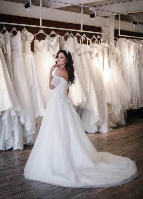 Свадебное платье А-силуэт украшенное жемчугом Altaza. Силуэт Пышное, А-силуэт. Цвет Белый / Молочный. Вид 5