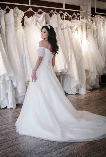 Свадебное платье А-силуэт украшенное жемчугом Altaza. Силуэт Пышное, А-силуэт. Цвет Белый / Молочный. Вид 6