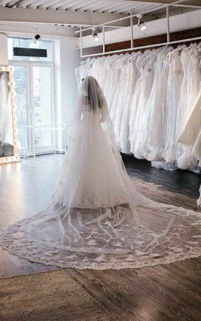 Пышное платье с кружевным рукавом Anastasia 3. Силуэт Пышное. Цвет Белый / Молочный. Вид 3