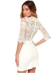 Короткое свадебное платье 01. Силуэт Прямое. Цвет Белый / Молочный. Вид 2