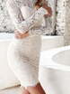 Кружевное короткое свадебное платье Mini Lace. Силуэт Прямое. Цвет Белый / Молочный. Вид 4