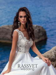 Свадебное платье Мелани. Силуэт А-силуэт. Цвет Белый / Молочный. Вид 1