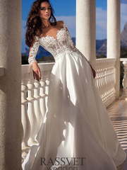 Свадебное платье Леди. Силуэт А-силуэт. Цвет Белый / Молочный. Вид 1