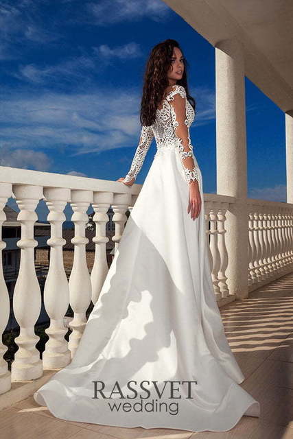 Свадебное платье Леди. Силуэт А-силуэт. Цвет Белый / Молочный. Вид 2