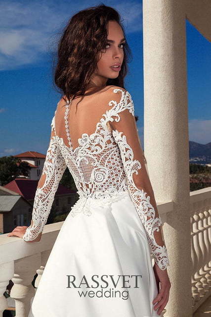 Свадебное платье Леди. Силуэт А-силуэт. Цвет Белый / Молочный. Вид 3