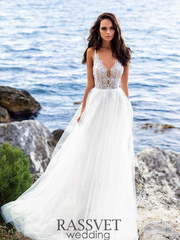 Свадебное платье Дженнифер. Силуэт А-силуэт. Цвет Белый / Молочный. Вид 1