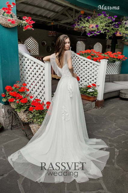 Свадебное платье Мальта. Силуэт А-силуэт. Цвет Белый / Молочный. Вид 2