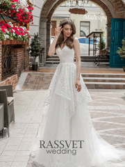 Свадебное платье Мадейра. Силуэт А-силуэт. Цвет Белый / Молочный. Вид 1