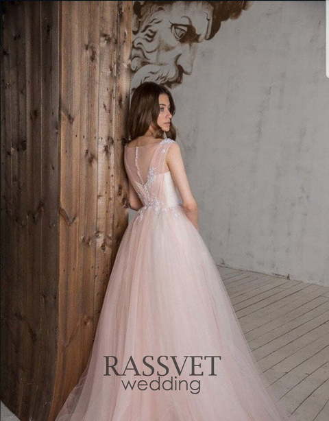 Свадебное платье Тасмания. Силуэт А-силуэт. Цвет оттенки Розового. Вид 2