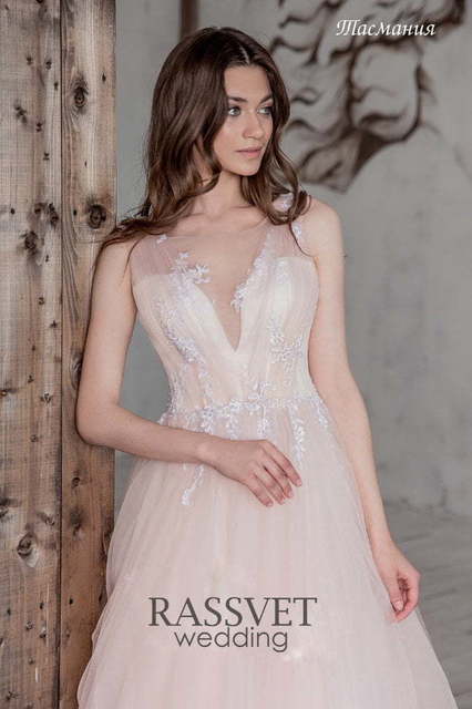 Свадебное платье Тасмания. Силуэт А-силуэт. Цвет оттенки Розового. Вид 3