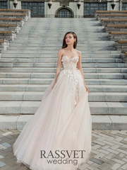 Свадебное платье Арабика. Силуэт А-силуэт. Цвет Айвори / Капучино. Вид 1